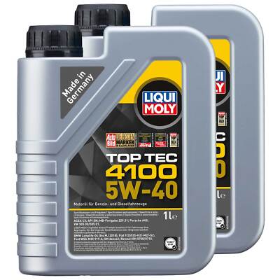 Motoröl Top Tec 4100 5W-40 LIQUI MOLY 2 X 1 Liter für Fiat Ford Honda Jeep KIA