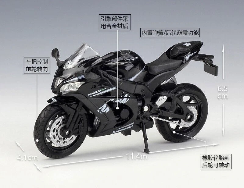 Welly 1:18 2017 Kawasaki Ninja ZX10RR Motorcycle Bike Model New in Box - Image 2 of 4