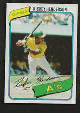 1980 RICKEY HENDERSON 482 Rookie RC HOF SB, Runs Scored, Lead Off HR. New TOPPS