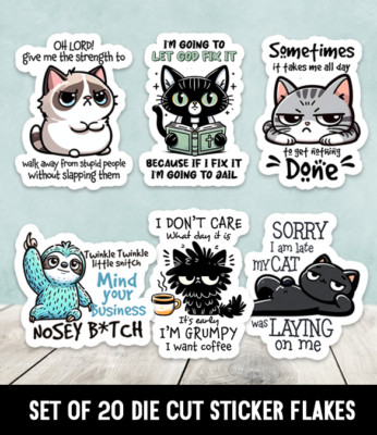 Snarky Animals 1-6 Set Die Cut Stickers - Set of 20