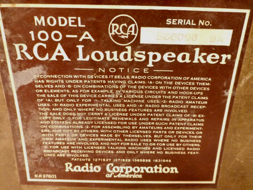 vIntage RCA RADIOLA: Tested / Working RADIOLA 100A LOUDSPEAKER - 1431 ohms - Picture 5 of 8