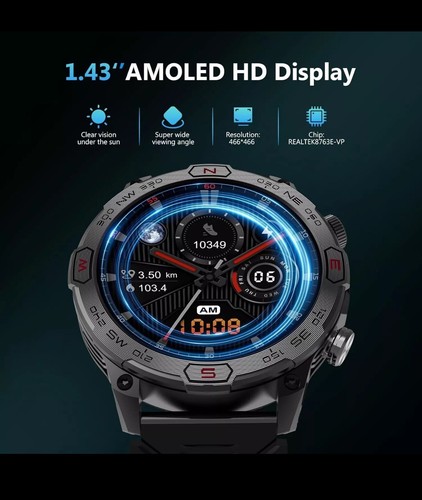 Military Smart Watch for Men (Call Receive/Dial) Rugged Tactical Fitness Tracker - Picture 4 of 24
