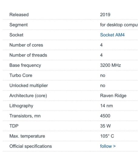 RYZEN AMD 3 PRO 2100GE -YD210BC6M20FB-CPU, con gráficos Radeon Vega, escritorio, 3,2 GHz - Imagen 3 de 9