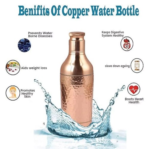 Pure Copper Champion Water Bottle For Ayurveda Health Benefits 1000ml Set of 2 - Picture 5 of 7