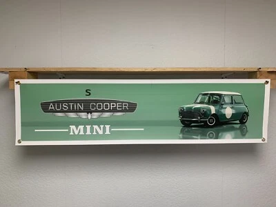 HALCYON AUITOMOTIVE Austin Cooper Mini S Car banner Workshop Garage Wall Display Classic Motorsport