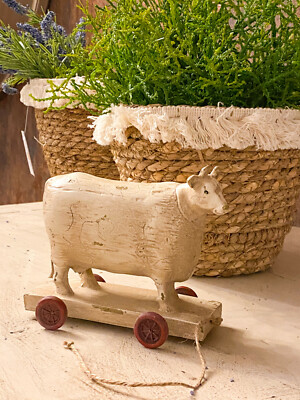 Clayre & Eef Nostalgie Deko Kuh auf Rädern Vintage Shabby Landhaus