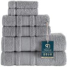 Qute Home 6-Piece Bath Towels Set, 100% Turkish  Assorted Colors , Sizes 