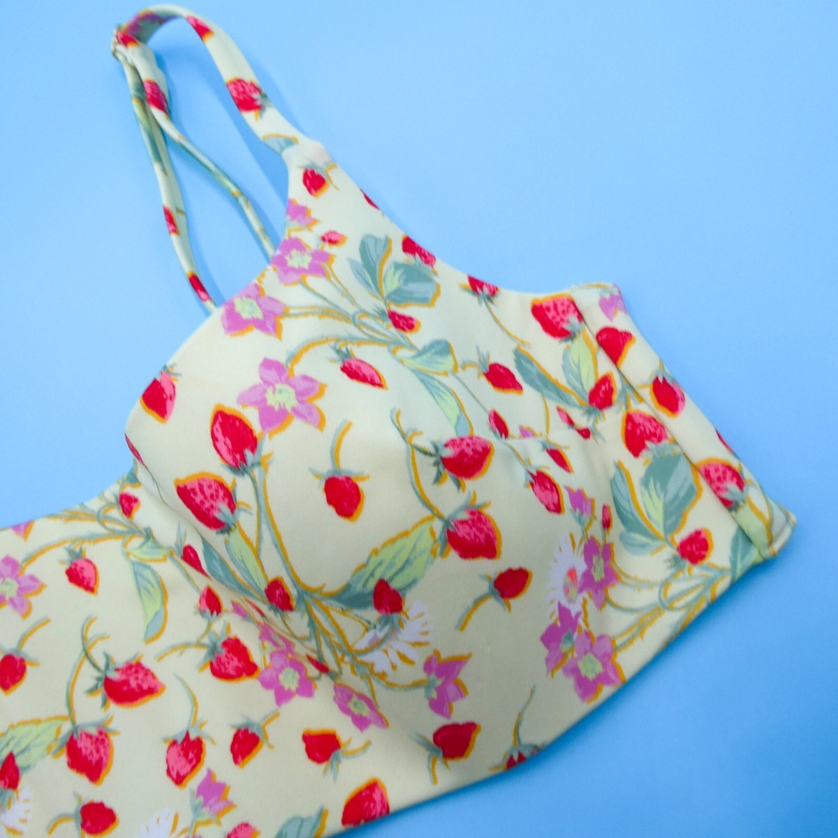 Victorias Secret Large Yellow Floral Strawberry Print Padded
