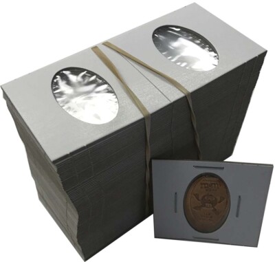 100 HECO 2x2 Münzkarton-Flips ovale Größe Mylar Fenster Qualität dünne Halter