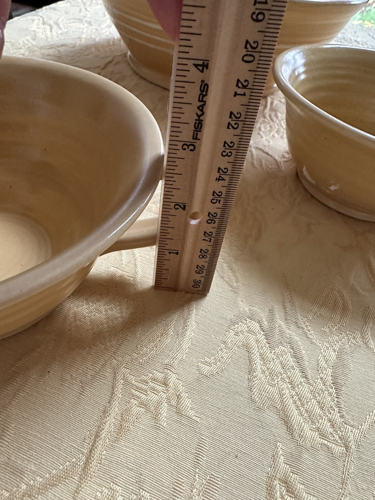 Vintage Sampson 5 Pc Pottery Yellow Ware Set Westminster Mass. MADE USA