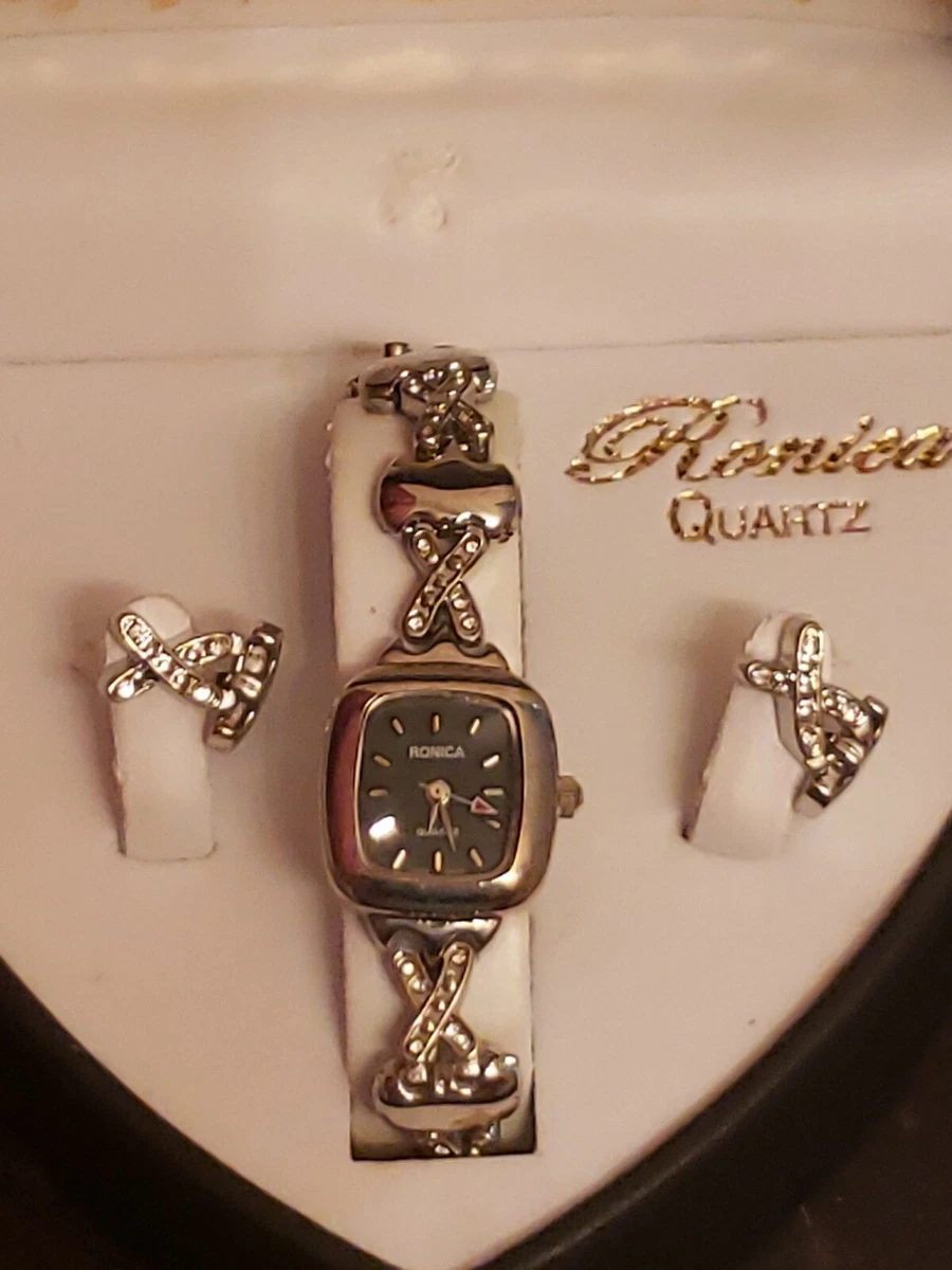 Ronica watch ear ring set in heart shape box women ladies