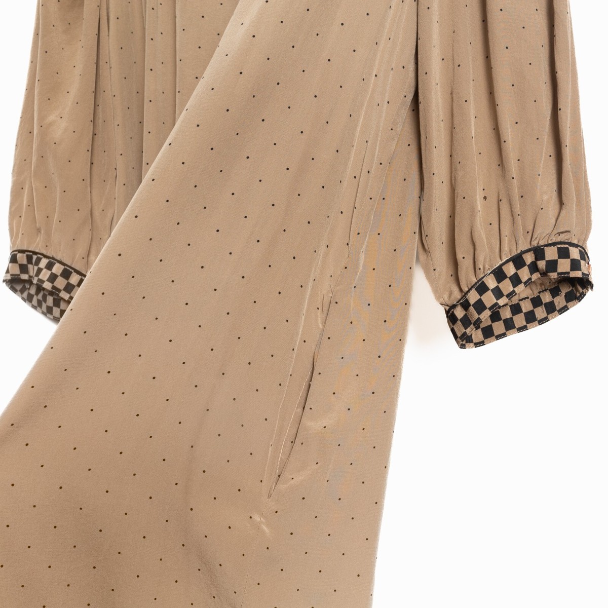 brown gongham dress Stine Goya Three-Quarter Sleeve Midi Dress Black / White main image 0