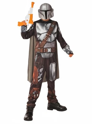 RUBIE'S Star Wars The Mandalorian Kids Fancy Dress Costume with Toy Blaster 5 to 8yrs