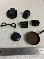 Vintage Marx Johnny West Accessory Cowboy Kepi Hat handcuffs canteen pouches pan