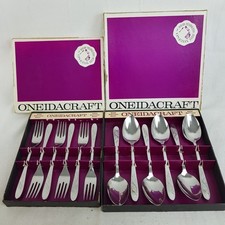 Oneida Dessert Fork and Spoon Set Stainless Steel Vintage Service for 6