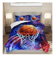 Twin Size Comforter And Two Pillowcases USA Basketball Star E3