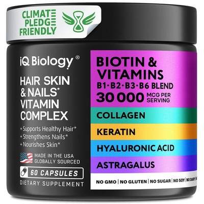 Biotin 10000 mcg Supplement for Hair Growth with Collagen & Keratin for Hair ...