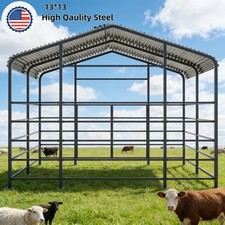 Galvanized Metal Livestock Shed 13'x13' Heavy-Duty Cattle Shed USA Free Shipping