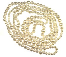 Pearl Necklace Classic 72" Rope White Larger Smaller Pearls Lovely Lady Jewelry