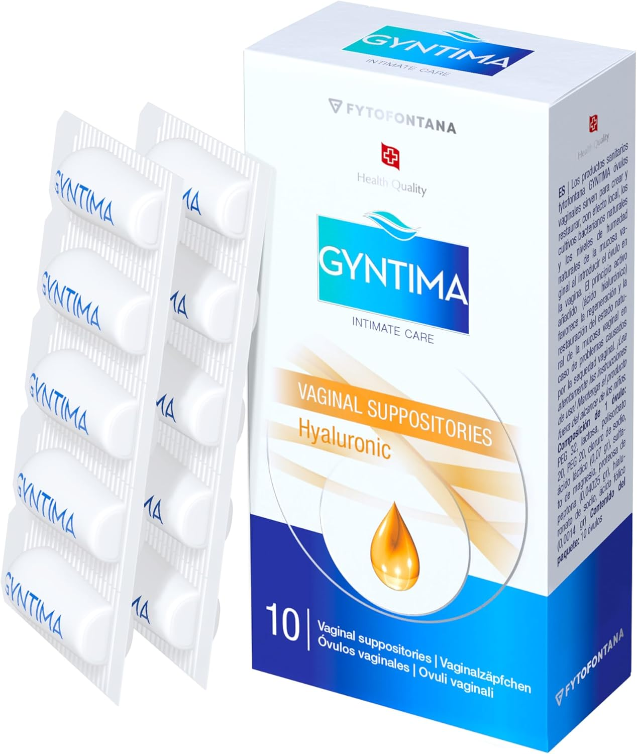 Hyaluronic Vaginal Suppositories (10 Suppositories, Pack of 1) – Hormone-Free Re