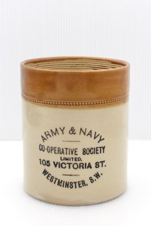 VINTAGE 1900s ARMY & NAVY CO OP SOCIETY VICTORIA ST LONDON STILTON STONEWARE POT