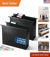 Plastic High Capacity Hanging File Folders, 4" Expansion for Bulky Documents,...