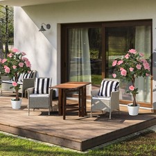 Image of 2 Pack 90cm/3FT Artificial Rose Tree Fake Decorative Plant with Pot, White