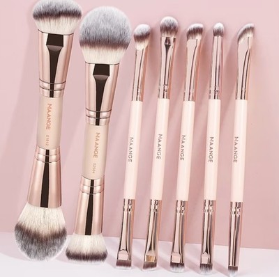 MAANGE 7-teiliges doppelseitiges Pinselset professionelle Make-up Pinsel 
