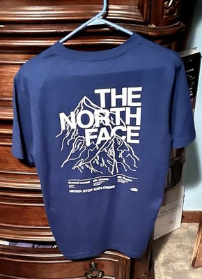 Mens Size Small Navy Blue Northface White Mountain Graphic Short Sleeve T-shirt
