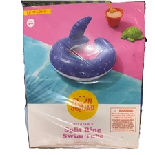 Sun Squad Inflatable Swim Tube 20" Shark Fin Split Ring Pool Float New