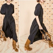 Ulla Johnson Cybil Dress Puff Sleeve Handkerchief Hem Minimalist Whimsy Chic 10