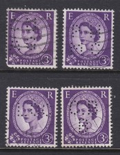 1958-67 QUEEN ELIZABETH II 3d SET 4 GREAT BRITIAN PRE-DECIMAL STAMPS VFU #12