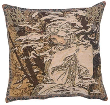 Alphonse Mucha Winter European Cushion Cover Belgian Home Decor Pillow 18x18 in