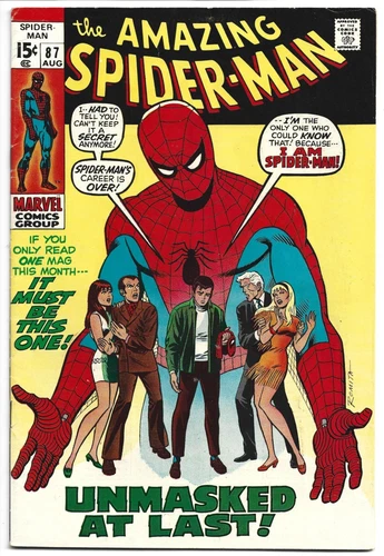 🕸️AMAZING SPIDER-MAN #87*MARVEL COMICS 1970*STAN LEE*ROMITA*UNMASKED AT LAST*FN