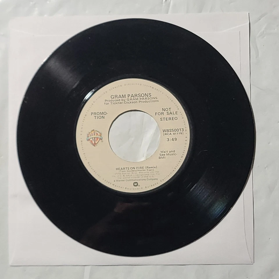Gram Parsons ~ Return Of The Grievous Angel/ Hearts On Fire~ Warner Promo 45 RPM - Image 3 of 4