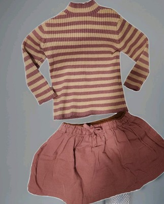 Zara Baby Ribbed Striped Top & Corduroy Skirt Set, Size 12 18 Months