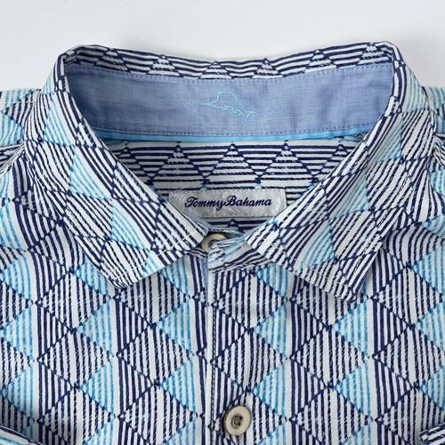 Tommy Bahama Men's Island Zone Silk Blend Geometric Hawaiian Shirt Size L; Aloha - Picture 7 of 13