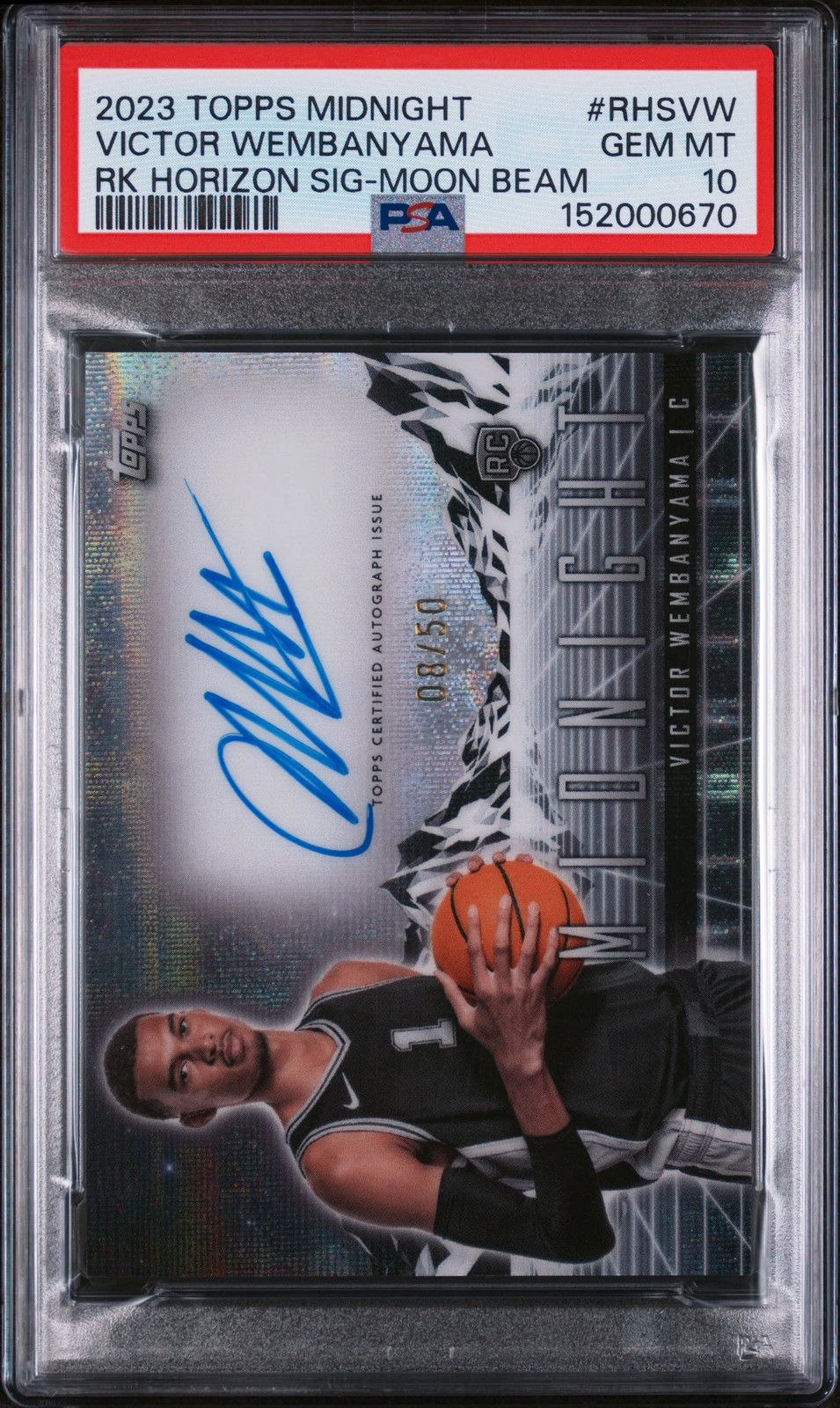 2023 Topps Midnight ROOKIE AUTO Victor Wembanyama PSA 10 POP 1
