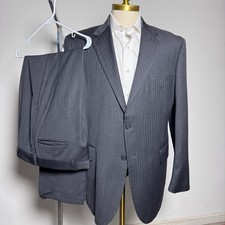 JOS A BANK Signature Collection Mens 43R 36W Gray Charcoal Herringbone Wool Suit