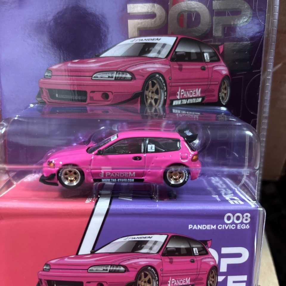 POP RACE x Enigma 独家版 1/64 PANDEM Civic EG6 - 粉红色 - 008 — 第 2/3 张图片