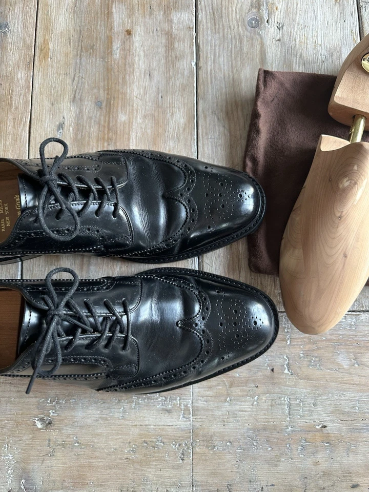 Church's Grafton черный кожаный дерби Wingtip Brogue роскошь туфли Великобритании 10 F 73 последний - Изображение 2 из 4