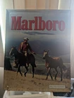Marlboro Vintage Cowboy Tin Sign Horseback Roping Advertising 21.5x17.5