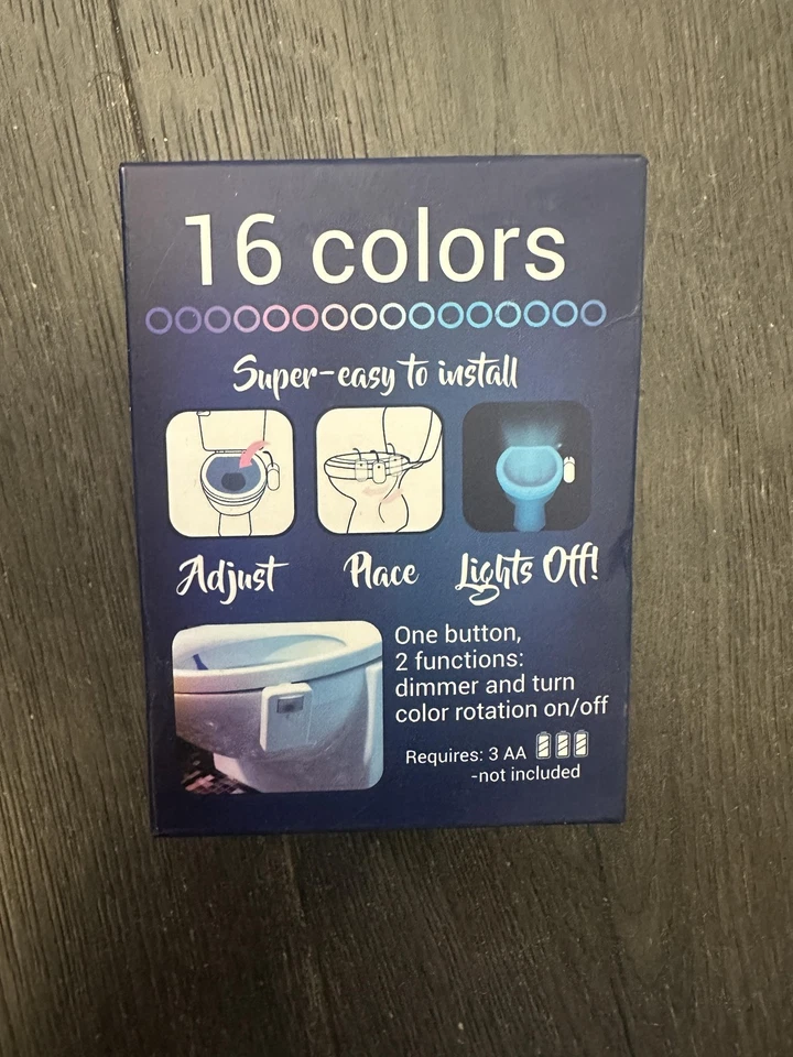 RainbowE Motion Sensor Toilet Night Light 16 Colors 3 AA Easy Install Dimmer - Image 3 of 4