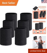 6 Pack 4 Inch Wrist Sweatbands Tennis Wrist Bands Absorbent Sweat Band for Men a