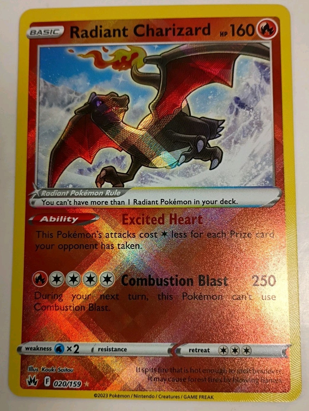 Pokemon Radiant Charizard 020/159 Crown Zenith Rare Holo Card NM