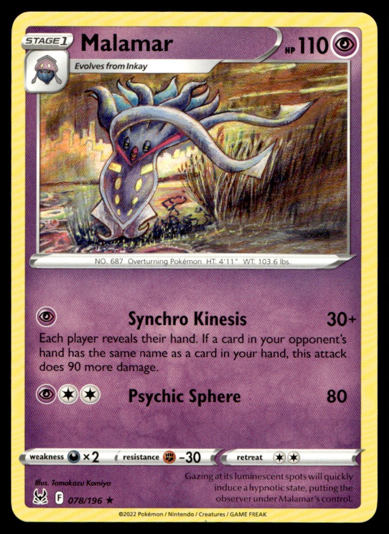 Malamar 078/196 Rare Lost Origin Pokemon Moderately Played