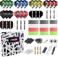 Cyeelife 180 Piece Darts Custom Fit Pack Set, Includes Flights, Shafts, Rubber O