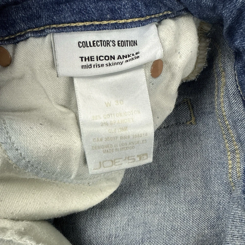Pantalones de mezclilla Joes para mujer talla 30 tiro medio ajustados al tobillo desgastados elásticos azules Foto 3 de 4