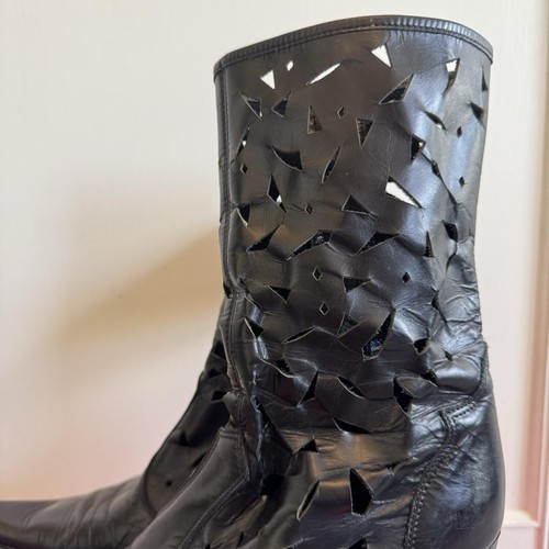 Y2K Next black heeled calf length cowboy style boots with A Flat Pointed Toe - Picture 6 of 8