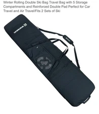 Winterial Rolling Double Ski Bag Travel Pack w/ 5 Storage Compartments